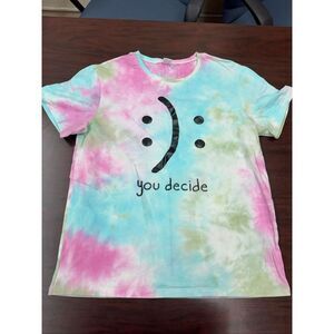 Blackmyth Tie Dye You Decide Happy or Sad Graphic Short Sleeve Tee Size X-Large